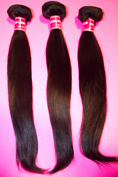 24" / 24" / 24" Straight Virgin Malaysian Hair #1B Natural Black