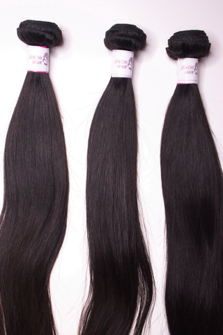 24" / 24" / 24" Straight Virgin Malaysian Hair #1B Natural Black