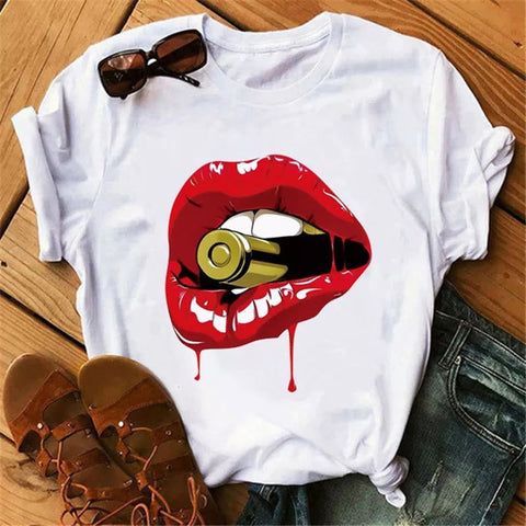 Dripping Bullet lips T-Shirt for women