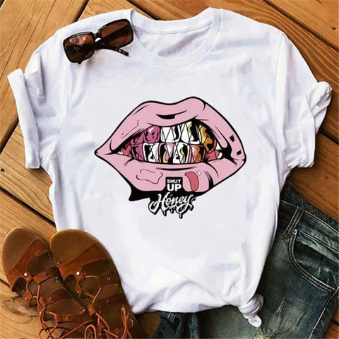 Shut Up Honey lips T-Shirt for women